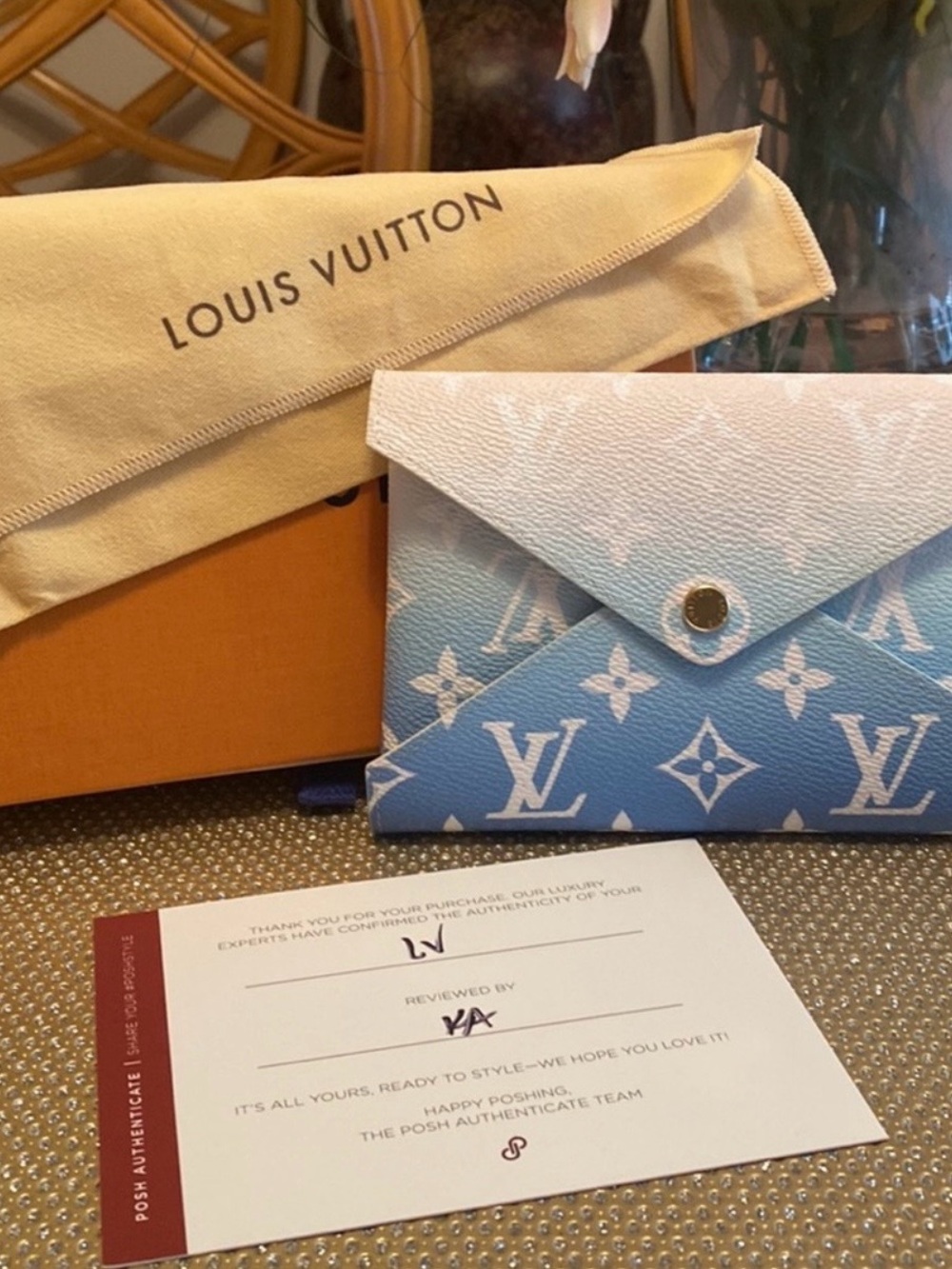 Louis Vuitton Blue Gradient Monogram Envelope Wallet